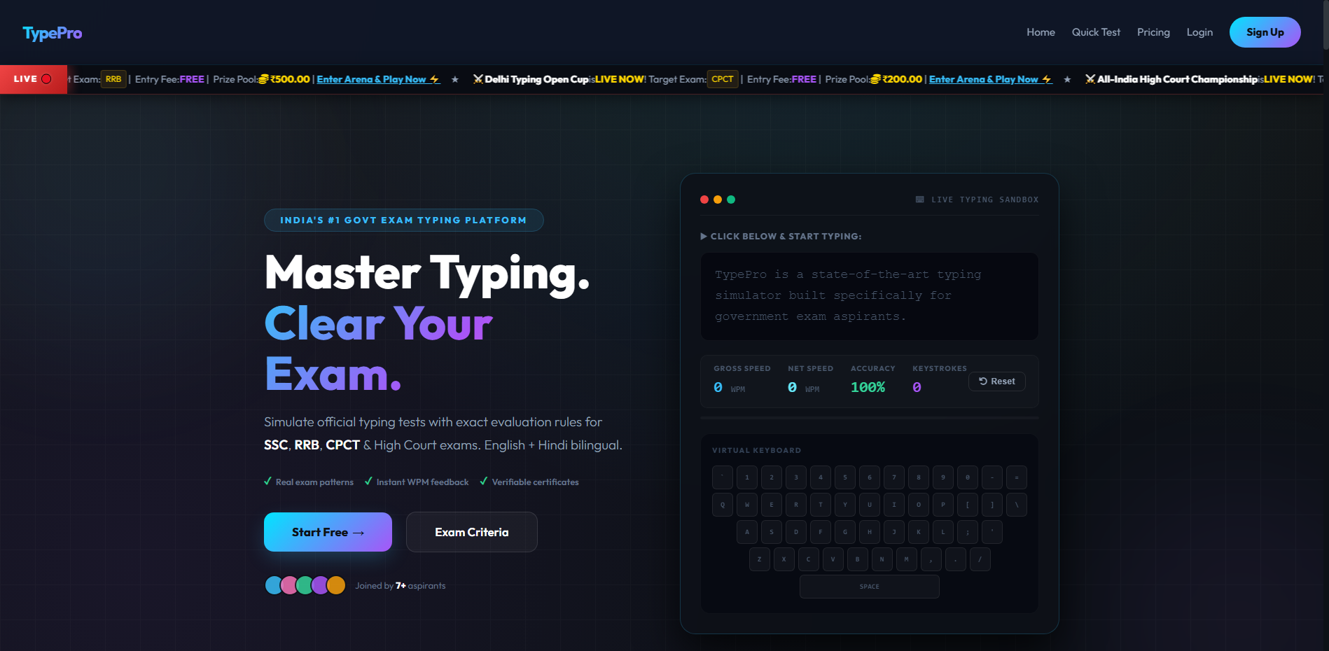 Typing Software Platform Our Projects & Case Studies - IT Implementations | SGK Technosoft Delhi